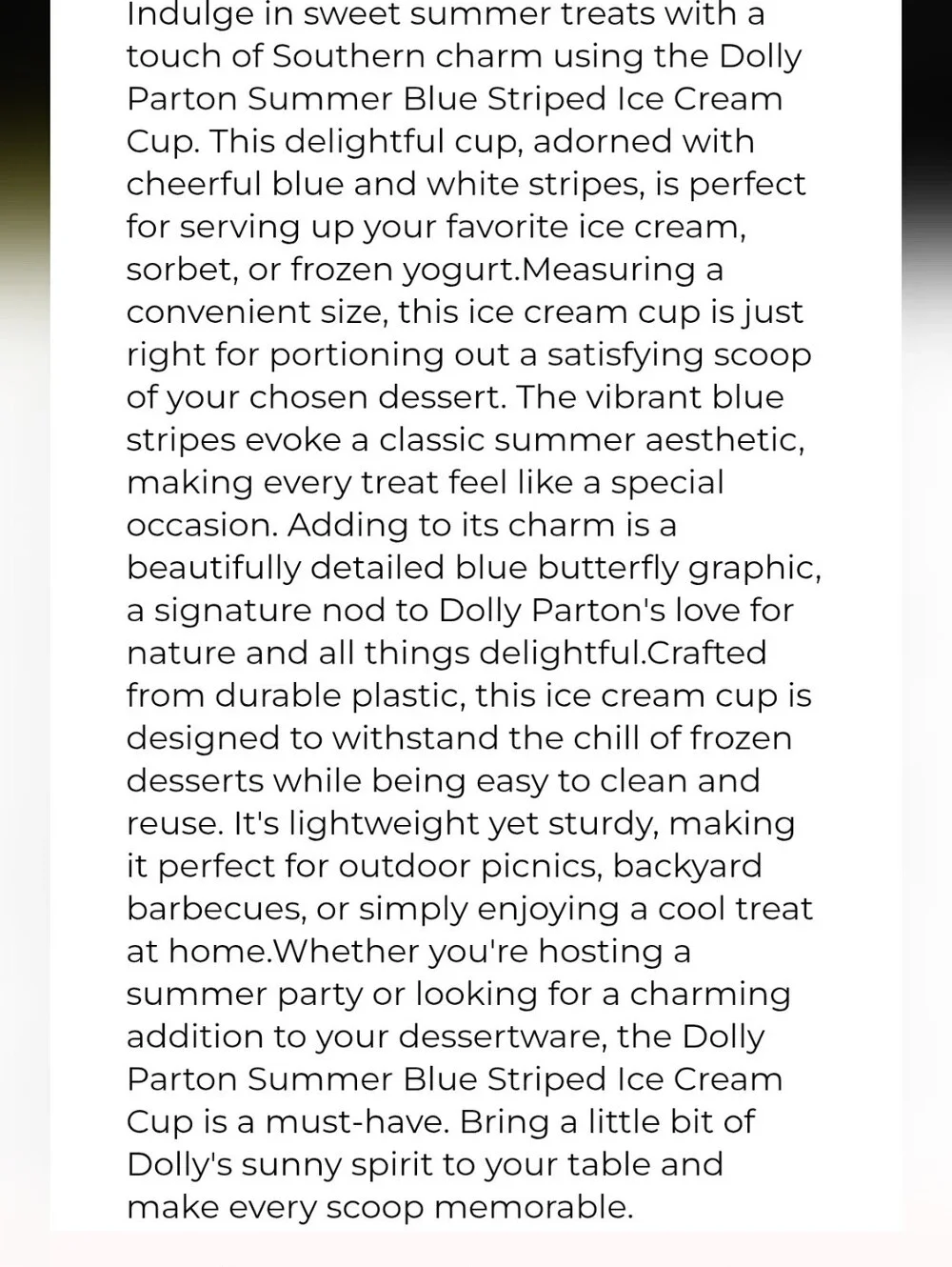 Dolly Parton Butterfly Stripe Dessert Cups